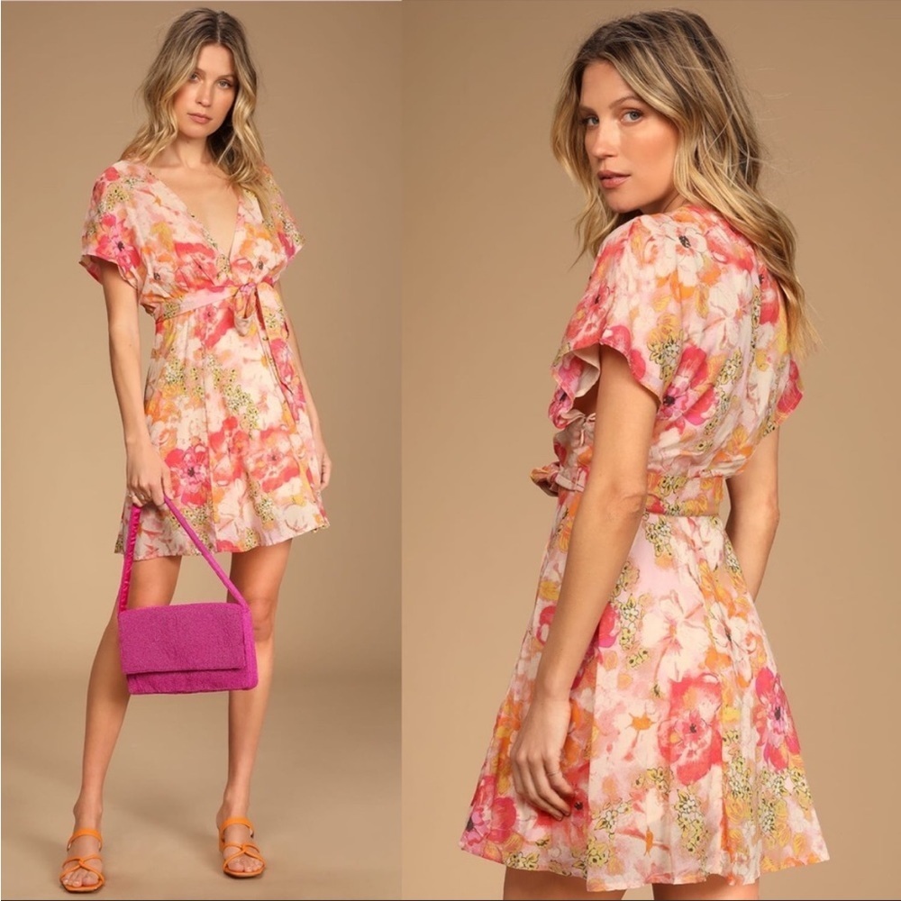 Free People Freddy Tie Mini Dress in fruit punch combo Size Medium NWT